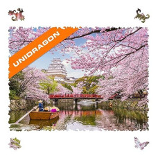 Unidragon Original Wooden Jigsaw Puzzles - Nature Sakura, 500 Pcs, King Size 16.9"X11.8", Beautiful Gift Package, Unique Shape Best Gift For Adults And Kids