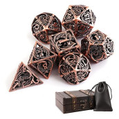 Hollow Metal Dnd Dice 7Pcs Set For Dungeons And Dragons Rpg Mtg Table Games D&D Pathfinder Shadowrun And Math Teaching,Large D4,D6,D8,D10,D12,D20 Freaky Multi Sided Dice Set D And D Dice With Gift Box