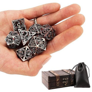 Ancientdeer 7Pcs Polyhedral Metal Dice Set Dnd,The New Hollow Pure Copper Carving Process Dnd Metal Dice Set,Used For Dungeon And Dragon Dice Games Role-Play Rpg Explorer Mtg Pioneer Game Dnd Dice Set