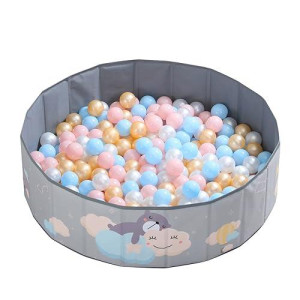 Limitlessfunn Kids Ball Pit Foldable Double Layer Oxford Cloth Play Ball Pool With Storage Bag (Balls Not Included) Playpen For Baby Toddlers (32 Inch, Small, Grey)