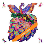 UNIDRAgON Wooden Jigsaw Puzzles - Fairy Bird, 107 pcs, Small 71 x 91, Beautiful gift Package, Unique Shape Best gift for Adults and Kids