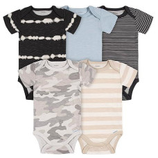 Gerber Baby Boys 5-Pack Short Sleeve Variety Onesies Bodysuits Grey Bear Newborn