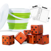 Giant Wooden Yard Dice With Bucket, Outdoor Games Giant Yard Lawn Games Set Of 6 With Scorecards And Bucket For Beach, Camping, Lawn And Backyard