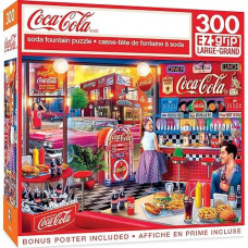 Masterpieces 300 Piece Ez Grip Jigsaw Puzzle - Coca-Cola Soda Fountain - Family-Friendly Fun - 18�X24