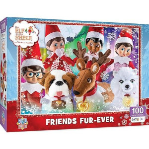Masterpieces 100 Piece Christmas Jigsaw Puzzle For Kids - Friends Fur-Ever - 14"X19"