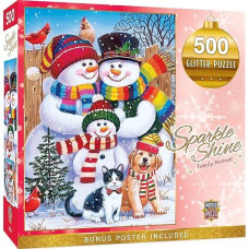 Masterpieces 500 Piece Glitter Christmas Jigsaw Puzzle - Family Portrait - 18"X24"