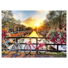 Sitimmger Puzzles For Adults Jigsaw 500 Piece Spring Flower Quiet River Sunrise Picturesque Amsterdam With Bicycles Landscape 500 Piece Puzzle Art For Family Fun Adult Kids Puzzle Games 14.5" X 20�