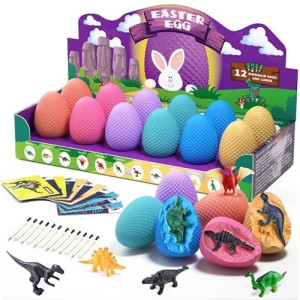 Bigear Dinosaur Eggs Excavation Dig Kit - Dinosaur Toys For Kids - Break Open 12 Dinosaur Eggs And Discover 12 Cute Dinosaurs - Archaeology Preschool Science Stem Crafts Birthday Gifts For Boys Girls
