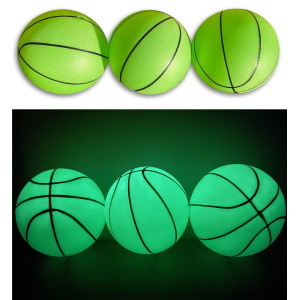 Toys+ 3 Pack! Inflatable Glow In The Dark Mini Basketballs Includes Pump And Needle Magic Shot Pro Mini Hoop Basketballs (Glow In The Dark, 3Pack)