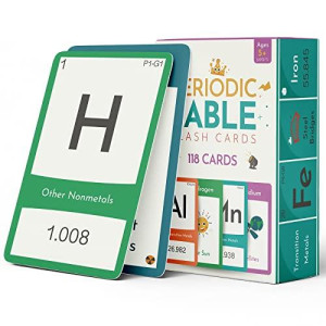 Periodic Table For Kids - Laminated Elements Flash Cards. 118 Flash Cards For Kids To Learn, Study And Memorize The Periodic Table. Science Materials For Classroom And Home. Recommended Ages 5 And Up