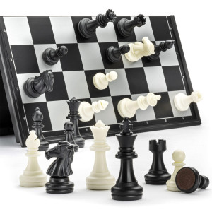 A&A Magnetic Plastic Travel Chess Set W/Folding Chess Board, Educational Toys For Kids And Adults - 8(20Cm) * 8(20Cm) Board