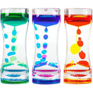 Oneshow Liquid Motion Bubbler Timer Colorful Oil Hourglass Liquid Sensory Toys Adhd Anxiety Autism Activity Fidget Toy Calm Stress Relief Desk Toys Desk Decor Adults Fidget Water Timers 3 Pack