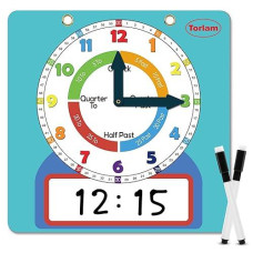 Magnetic Writable Dry Erase Learning Clock Clock For Kids Learning To Tell Time Large 12 Demonstration Teaching Time Practice Clock With Dry Erase Writing Surface Pen Included (Light Blue)