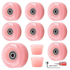 Nezylaf 8 Pack 32 X 58, 82A Quad Roller Skate Wheels With Bearing Installed And 2 Toe Stoppers For Double Row Skating,Replacment Accessories Suitable For Outdoor Or Indoor