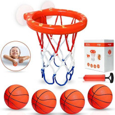 Marppy Bath Toys, Bathtub Basketball Hoop For Toddlers Kids, Boys And Girls With 4 Soft Balls, Mold Free & Strong Suction Cup, Bathtub Shooting Game & Fun Toddlers Bath Toys For Boys Or Girls