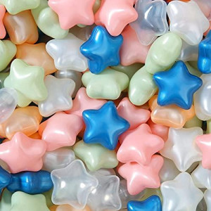 Starbolo Star Ball Pit Balls 100Pcs - 6 Pearl Color Plastic Star Balls Bpa&Phthalate Free Non-Toxic Crush Proof Ocean Ball For Toddlers 1-5 Baby Kids Birthday Pool Tent Party (Star).