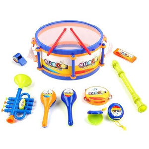 Deao Drum Set For Kids With 2 Drum Sticks And Microphone, Musical Instruments Playset, Birthday Gift For 3-12 Years Old Boys And Girls, Toddler Toys