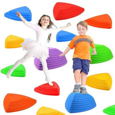 Gentle Monster Stepping Stones For Kids, Set Of 11 Pcs For Balance With Non-Slip Bottom - Exercise Coordination And Stability