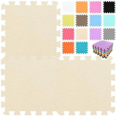 Qqpp Eva Rubber 18 Tiles Interlocking Puzzle Foam Floor Mats - Baby Play Mat For Playing | Exercise Mat For Home Workout. Beige. Qc-Jb18N