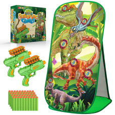 Aberlls Shooting Game Toy For Age 5 6 7 8 9 10+ Years Old Kids, Boys, Dinosaur Shooting Target With 2 Foam Dart Blasters 40 Foam Darts, Ideal Kids Gift For Indoor Outdoor