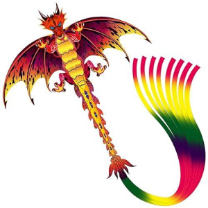 Eyijklzo Red Dragon Kite Beautiful And Easy Flyer Kite For Children And Adult With Long Colorful Tail String Line Accessories Easy To Soar High Outdoor Sports Game Activities Or Beach Trip