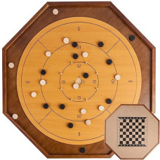 Crokinole And Checkers, 27-Inch Classic Crokinole Board Game With 22" Playing Surface, Canadian Heritage Tabletop Game For Two Players, Dexterity Krokinole Games Great For Families And Friends