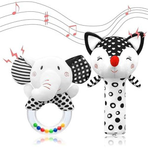 Baby Rattles 0-6 Months Newborn Toys Infant Toys 0-6 Months Rattles For Babies 0-6 Months Baby Toys 0-6 Months, Black And White High Contrast Baby Toys For Newborn 0 3 6 9 12 Months Girls Boys