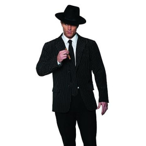 Underwraps Men'S 1920 Gangster Pin Striped Fully Lined Jacket And Tie Halloween Costume Set