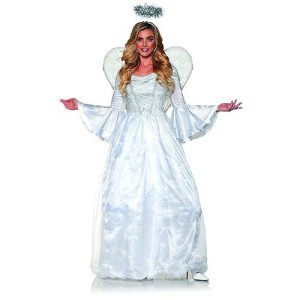 Underwraps Heavenly White Dress - Light Up Full Length Angel Halloween Costume For Women, Deluxe Heavenly Halloween Dress With Wings And Halo, Small (4-6)
