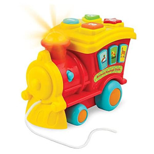 Kiddolab Toy Train - Interactive & Educational Pull Toy For Babies, Toddlers, Children - Numbers & Animal Sound Buttons, 8 Songs, Volume Control, Flashing Light - For Kids Ages 6 Months & Up