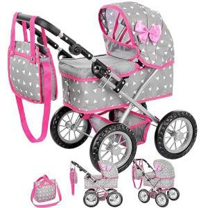 Kinderplay Baby Doll Stroller | Baby Doll Pram | Baby Doll Carriage - Stroller For Baby Dolls With Adjustable Handle (12.99-24.80 Inches) | Babydoll Stroller | Reborn Strollers, Model Kp0261S