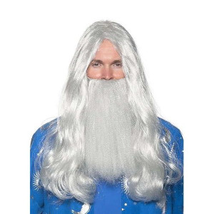 grey Wizard Wig and Beard Adult costume Set One Size