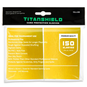 Titanshield (150 Sleeves, Yellow Compatible With Standard Sized Board Games, Mtg Magic The Gathering, Lorcana, And Trading Card Sleeves Deck Protector 2.5" X 3.5" 66X91Mm