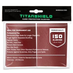 Titanshield (150 Sleeves, Bordeaux Red) Compatible With Standard Sized Board Games, Mtg Magic The Gathering, Pokemon, Lorcana And Trading Cards 2.5" X 3.5" 66X91Mm
