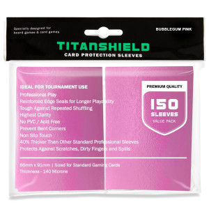 Titanshield (150 Sleeves/Bubblegum Pink) Standard Size Board Game Trading Card Sleeves Deck Protector For Mtg, Dropmix
