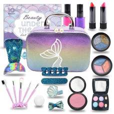 Kids Makeup Set For Girls - Non Toxic Washable Mermaid Makeup, Toys For Girls 5-7, 8-12, Mermaid Toys For Girls, Real Make Up For Little Girl,Party Gifts For Halloween Christmas Birthday