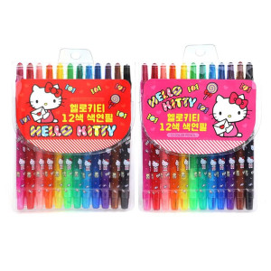 [Random] Hello Kitty Kids Arts & Craft 12 Color Twist Up Colored Pencil Crayon Set
