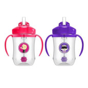 Dr. Brown'S Milestones Baby�S First Straw Cup, Training Cup With Weighted Straw, Pink & Purple, 2 Pack, 6M+