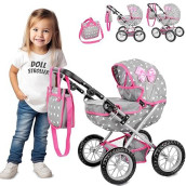 Kinderplay Baby Doll Stroller | Baby Doll Pram | Baby Doll Carriage - Stroller For Baby Dolls With Adjustable Handle (12.99-24.80 Inches) | Babydoll Stroller | Reborn Strollers, Model Kp0262S
