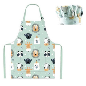 Pipoobear Apron For Kids Aged 3-5, Boys And Girls Chef Outfit Apron And Chef Hat Set With Pocket And Adjustable Strap For Cooking Baking Painting Craft, Cotton