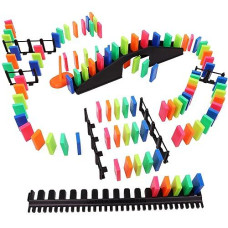 Bulk Dominoes Pro-Domino Kit | Dominoes Set, Stem Steam Small Toys, Family Games For Kids, Kids Toys And Games, Building, Toppling, Chain Reaction Sets (Neon Basic)