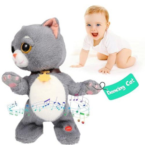 Gebra Baby Toys 12 18 Months Singing Dancing Talking Cat Toddler Toys Interactive Cat Plush Early Learning Educational Musical Toy Gift For Boys And Girls Age 1 2 3 4 5, 14"