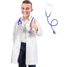 Bomly Lab Coat For Kids - White Doctor Coat With Stethoscope Toys - Kids Vet Coat, Doctor Dress Up Costume For Toddler Boys Girls (White Lab Coat, Kids-L (Height: 51-55Inch))