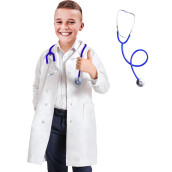 Bomly Lab Coat For Kids - White Doctor Coat With Stethoscope Toys - Kids Vet Coat, Doctor Dress Up Costume For Toddler Boys Girls (White Lab Coat, Kids-Xl (Height: 55-59Inch))