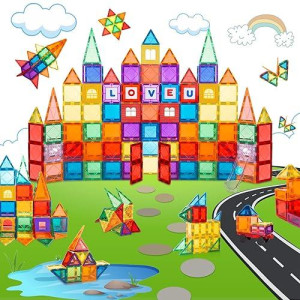 Maghub Magnetic Tiles 85 Pcs Magnetic Blocks For Kids, 3D Magnetic Building Blocks, Magnetic Stacking Toys Construction Kit,Stem Toys Gift For Toddlers Children Boys Girls Ages 3 4 5 6 7 8+ Year Old