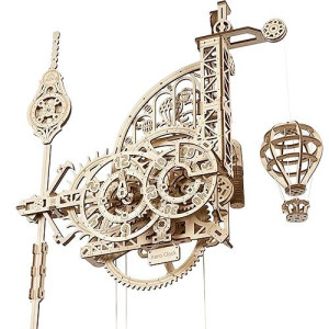 Ugears Aero Clock 3D Wooden 300+ Pcs Puzzles For Adults Idea 3D Puzzle Clock To Build Diy Wooden Puzzle Mechanical Clock Kit - Wall Clock With Pendulum Wood Model Kit