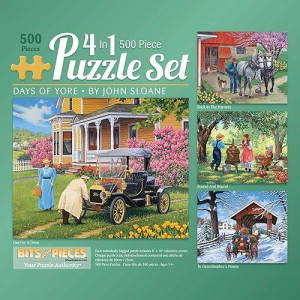 Bits And Pieces - 4-In-1 Multi-Pack - 500 Piece Jigsaw Puzzles For Adults-Each Measures 16" X 20" (46Cm X 61Cm)-Days Of Yore By Artist John Sloane