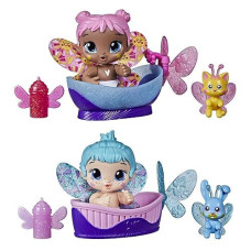 Baby Alive Glo Pixies Minis 2-Pack, Bubble Sunny And Aqua Flutter, 3.75-Inch Glow-In-The-Dark Pixie Doll Toy, Kids 3 And Up, 2 Surprise Friends