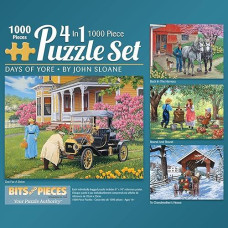 Bits And Pieces - 4-In-1 Multi-Pack - 1000 Piece Jigsaw Puzzles For Adults-Each Measures 20 X 27 (51Cm X 69Cm)-Days Of Yore By Artist John Sloane
