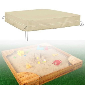 Dustyprote Sandbox Cover, 420D Heavy Duty Children'S Sandbox Protection, Sand Coxes For Kids Outdoor With Lid-60In, Square Sandboxes Sandpit Cover (Khaki)